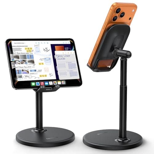 Lamicall Cell Phone Stand for Desk - [Height Angle] Adjustable Sturdy Desktop Phone Holder, Office Gift Accessories, PC Gaming Essentials for iPhone 17 16 15 14 13 Pro Max, iPad Tablet Switch, 4-10" - Desk