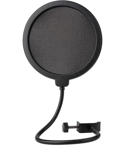 Professional Mic Windscreen Pop Filter For Microphone,Dual Layered Wind Pop Screen With A Flexible 360 Degree Gooseneck Clip Stabilizing Arm,Compatible with Blue Yeti and any Other Microphone - Microphone