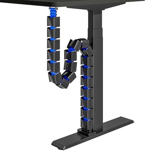 ARES WING Under Desk Cable Management Spine, Screw On Vertebrae Cable Management for Standing Desk, Length Adjustable Cord Organizer with 20 Modular Vertebrae for Office and Gaming Desks, Blue - Cable Management