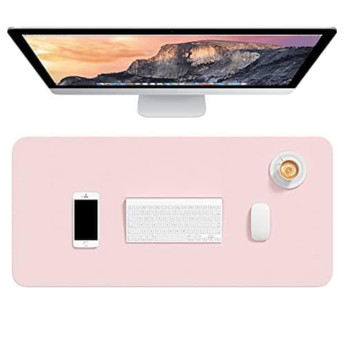 Hsurbtra Desk Pad, 30" x 14" PU Leather Desk Mat, XL Extended Mouse Pad, Waterproof Desktop Blotter Protector, Non-Slip Ultra Thin Large Laptop Keyboard Writing Mat for Office Home, Pink - Mousepad / Desk Mat