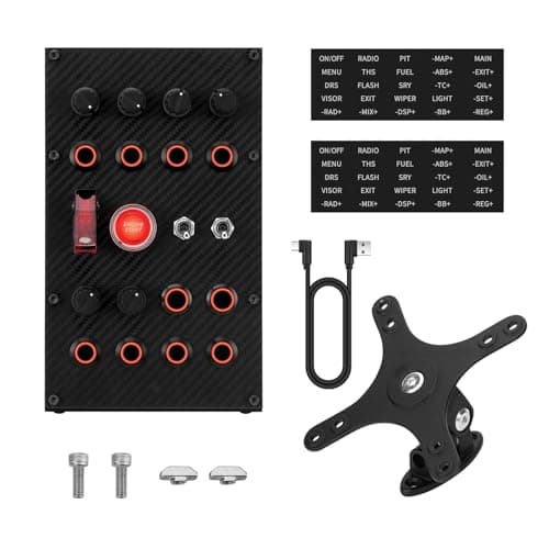 MiYee Sim Racing Button Box Programmable Button Simulation Racing Control Box with Rotary Encoders, Momentary Push Buttons, Carbon Fiber Panel, Metal Housing, for Truck Simulator PC, Plug and Play - Sim Racing