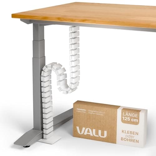 VALU Cable Management Spine – 49 Inch Cable Organizer for Height-Adjustable & Fixed Desks – Sturdy & Flexible with Magnetic Link – Cord Management System Under Desk with Steel Base & Non-Slip Pads - Cable Management