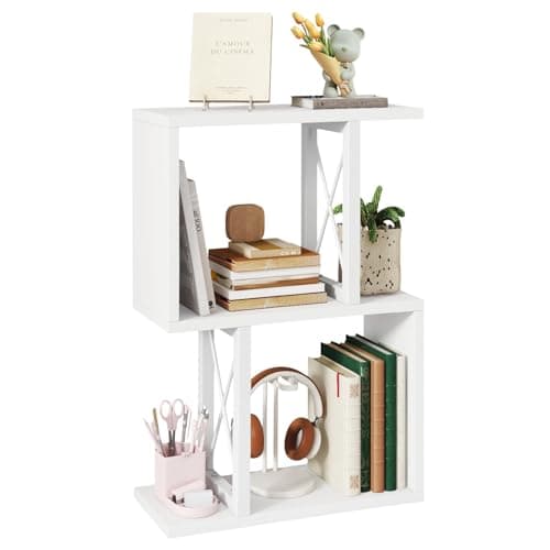 IBUYKE Desktop Bookshelf, 3-Tier Table Bookcase Shelves Storage Organizer Hutch for Office/Dorm, Solid Ability Desk Shelve UTMZ011W - Desk