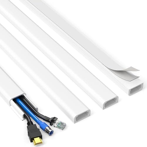 Delamu TV Cord Hider, Cord Covers for 2-3 Wires on Wall, Paintable Cable Hider Wire Covers for Cords, Easier Setup Wire Hiders for TV on Wall, Cable Cover Management to Hide Wires, W0.94H0.47in, White - Cable Management