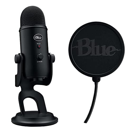 Logitech G Logitech Blue Yeti Game Streaming Kit with Yeti USB Gaming Mic, Blue VO!CE Software, Exclusive Streamlabs Themes, Custom Pop Filter, PC/Mac/PS4/PS5 - Blackout - Microphone