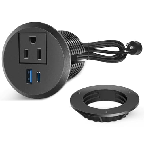 VILONG 2 inch Desk Power Grommet Outlet, Recessed Power Outlet with 20W USB-C Fast Charging, for Conference Rooms, Office Tables, Furniture, 6FT Cord(ETL Listed) - Cable Management