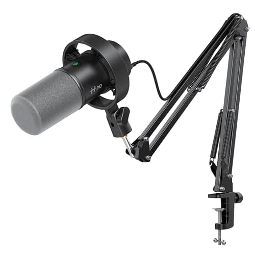 FIFINE K688 Podcast Microphone Kit, USB/XLR Dynamic Microphone with Boom Arm for PC/XLR Mixer, Gaming Mic with Mute Button, Headphone Jack for Vocal, Voice-Over, Streaming, Music Recording -K688CT - Microphone