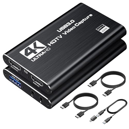 avedio links 4K HDMI Capture Card for Streaming, 1080P 60FPS USB 3.0/Type-C Game Video Capture Card with 4K HDMI Loop-Out, Includes 2pcs HDMI Cables & USB Cable, Works for PS5/PS4/Switch/Xbox/PC/Camera/OBS (Black) - Capture Card