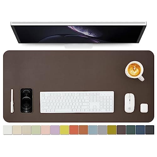 HOMIEAZICOZI Leather Desk Mat - Non-Slip PU Desk Pad for Office and Home - Desk Organization and Accessories - Ideal for Large Mouse Pad and Desk Mats on Top of Desks (Coffee,36"x 17") - Mousepad / Desk Mat