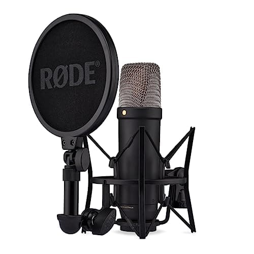 Rode RØDE NT1 5th Gen Large-Diaphragm Studio Condenser Microphone - XLR & USB Outputs - Shock Mount & Pop Filter Included - Music Production, Vocal Recording, Podcasting - Black - Professional Audio - Microphone