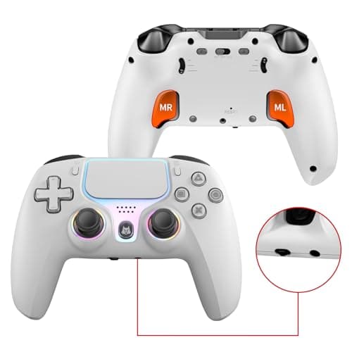 Wireless Controller for PS5, Compatible with PlayStation 5 /PS5 Pro/Slim/PC, with Hall Effect Joysticks, Back Paddles & Macro, Bluetooth 5.0, Turbo, Dual Vibration, 6-Axis Gyro, RGB Ring, 1000mAh, 3.5mm Audio Jack, PS5 Pro Controller Gamepad with Speaker - Controller