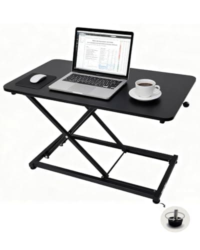 Yaong Gauo 23.6″x13.4” Standing Desk Converter with Adjustable Feet, Height Adjustable Riser for Laptop, Portable Sit Stand Up Desk Workstation for Home Office, Compact & Foldable - Desk
