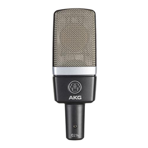 AKG Pro Audio C214 Studio Grade Professional Large Diaphragm, Single Capsule, Vocal and Instrument Condenser Microphone with Rugged Aluminum Carrying Case. XLR Connector. Gray with Gold - Microphone