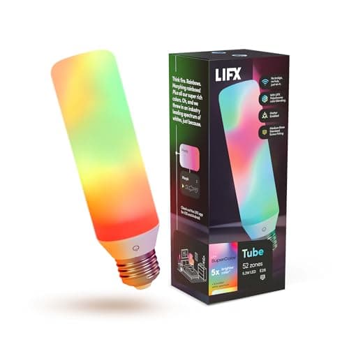 LIFX Opal Color Tube Smart LED Bulb, 104 LEDs with 52 Zones, Polychrome Flame & Morph Modes, Tunable White 1500K–9000K, Dimmable Wi-Fi RGBW Tube Light, Works with Alexa, Google, Siri, LFX/T10L/OP - Lighting