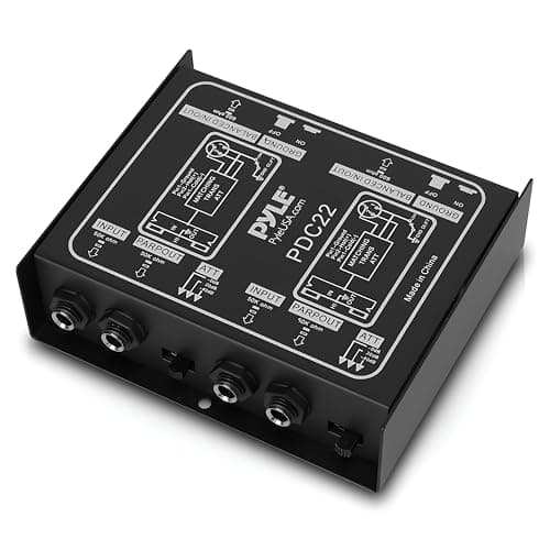 PYLE-PRO Premium Direct Injection Audio Box - Passive DI Unit Hum Eliminator w/ Input Attenuator to Connect Guitar & Bass - 1/4 Inch Impedance Transformer Connector to Balanced & Unbalanced XLR-PDC22 , Black - Audio Interface