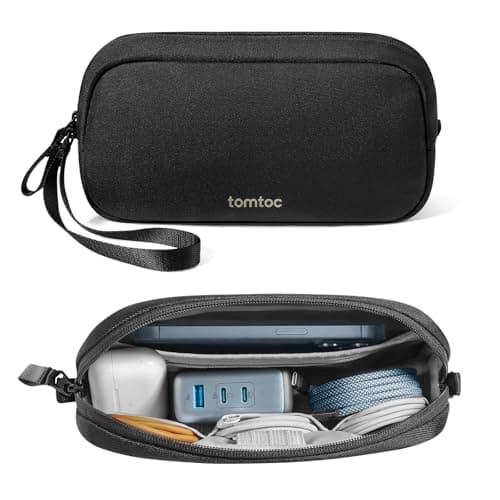 tomtoc Electronics Organizer Travel Case, Water Resistant Travel Bag Cable Organizer for Essentials, Tech Pouch Accessories Carry Storage for Cord, Phone, Cables, Airpods, USB Flash Drive, Daily Items - Cable Management