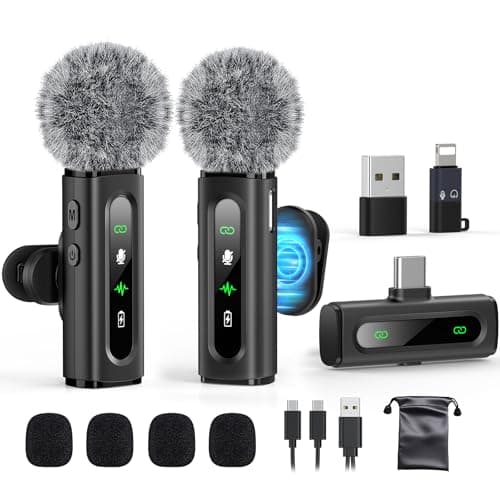 GoorDik USB C Lavalier Microphone Wireless Mini Mic for Type-C Android Phone/Tablet/PC Video Recording Clip-on Mics with Rotatable Clip&Denoise Recording, Ideal for Vlog Tiktok Youtube Podcast Content Creator - Microphone