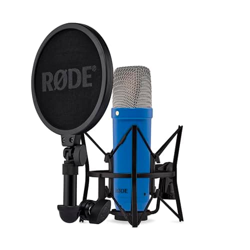 Rode RØDE NT1 Signature Series Large-Diaphragm Condenser Microphone with Shock Mount, Pop Filter and XLR Cable for Music Production, Vocal Recording, Streaming and Podcasting (Cobalt) - Microphone