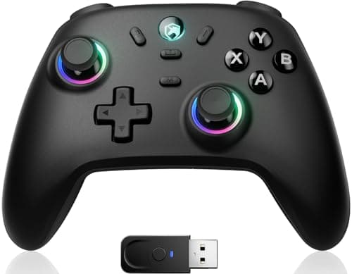 ECHTPower Wireless PC Gaming Controller - Hall Effect Joystick, 2.4G & Wired 1000Hz Polling Rate, 800mAh Battery, Adjustable Turbo/Vibration - for PC/Switch/iOS/Android - Controller