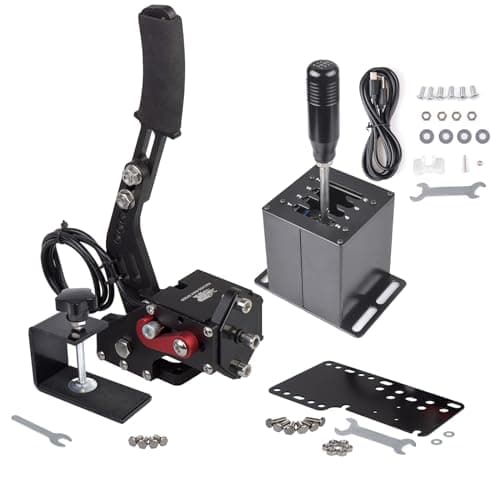 CNRAQR PC USB Handbrake and Racing Game Simulator Shifter 7+R H Gear for Logitech G29 G27 G25 G920 with Thrustmaster T300RS/GT - Sim Racing