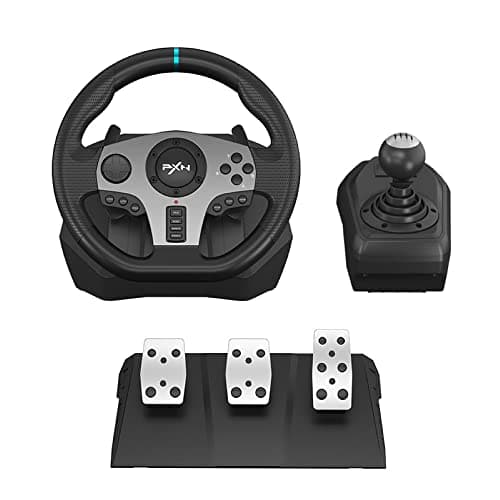 PXN V9 Steering Wheel for PC, PS4, Xbox, Switch - Universal Usb Sim Racing Wheel, APP, 270/900° Adjustable, 3 Pedals & Shifter Full Bundle(Black) - Sim Racing