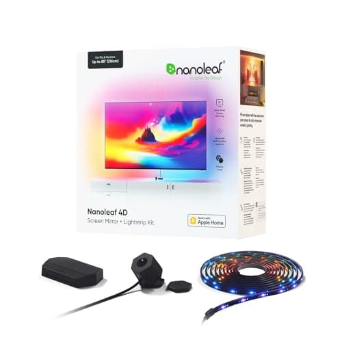 Nanoleaf 4D - TV LED Backlight with Camera, TV Backlight Sync to Screen, Smart Addressable Gradient Lightstrip Kit, App & Voice Control, Trimmable for Home Decor & Gaming (Up to 85" TVs and Monitors) - Lighting