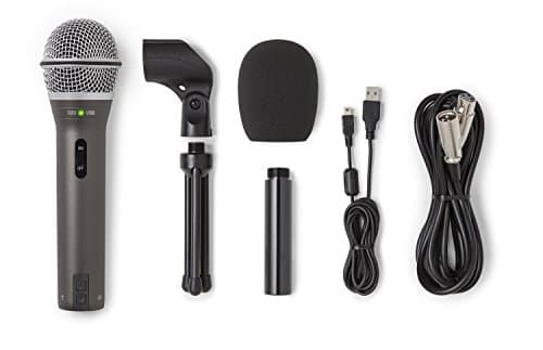 SAMSON Technologies Q2U USB/XLR Dynamic Microphone Recording and Podcasting Pack (Includes Mic Clip, Desktop Stand, Windscreen and Cables), Silver - Microphone