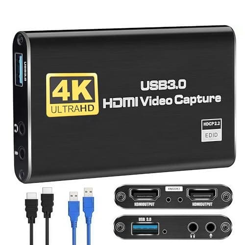 GRACETOP Capture Card Switch, 4K HDMI Video Capture Card, 1080P 60FPS, HDMI to USB 3.0 for Streaming Work with Camera/Xbox/PS4/PS5/PC/OBS - Capture Card