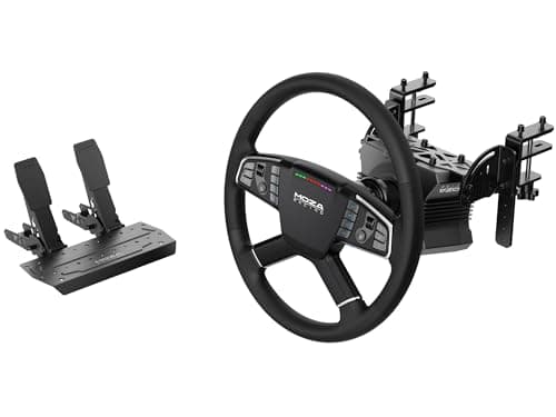 ‎MOZA MOZA Trucking Bundle 4PCS PC Gaming Racing Simulator Kit: R5 5.5Nm Direct Drive Wheel Base, 400mm TSW Truck Wheel, SR-P Lite Pedals and Wheel Clamp for PC, Black - Sim Racing