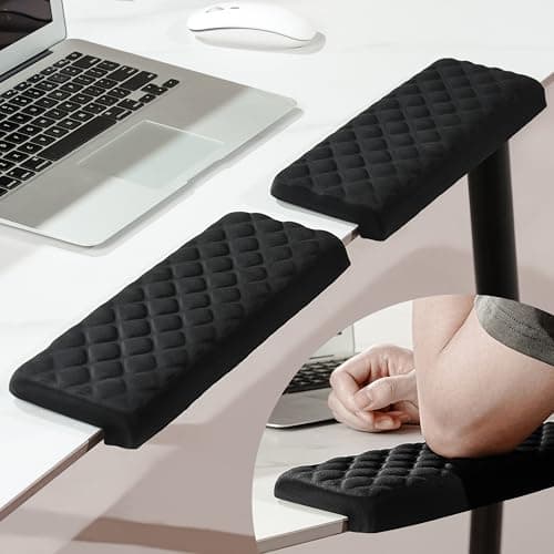 MEKASS L-Shaped Desk Elbow Pad for Desk, Memory Foam Elbow Support Padding with Non-Slip, 2-Piece Ergonomic Desk Edge Cushion, Wrist Comfort Support for Office Home (Diamond Black) - Desk