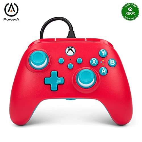 PowerA Nano Enhanced Wired Controller for Xbox Series X|S - Red Sky, portable, compact, gamepad, wired video game controller, gaming controller, works with Xbox One and Windows 10/11 - Controller