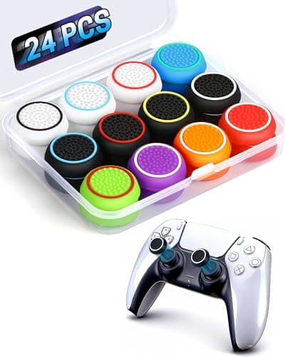 CCFREELIFE 24 PCS Premium Silicone Thumb Grips for PS4/PS5/Xbox Controller, Rainbow Non-Slip Joystick Caps & Thumbstick Grips, Ultimate Comfort & Protection - Controller