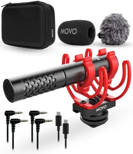 Movo X1-Mini Video Shotgun Mic for Camera - Supercardioid 3.5mm/USB-C Analog/Digital Camera Microphone for DSLR, iPhone and Android Smartphones, Computers - Compatible with Canon EOS, Nikon, Sony - Microphone