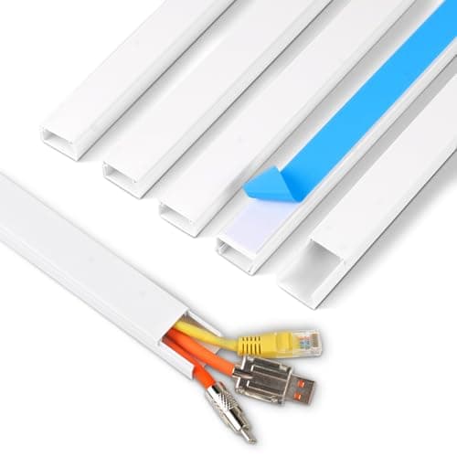 Rindion Cord Hider, 85.2in TV Cable Hider, Cord Covers for Wires on Wall, Wire Covers for Cords on Wall, Self-Adhesive Wire Hider for TV on Wall Cable Management, 6 x L14.2 x W0.94x H0.55in - White - Cable Management