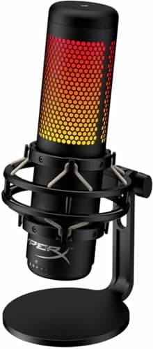 HyperX QuadCast S RGB USB Condenser Microphone for PC, PS4 and Mac, Anti-Vibration Shock Mount, Four Polar Patterns, Pop Filter, Gain Control, Gaming, Streaming, Podcasts (Renewed) - Microphone