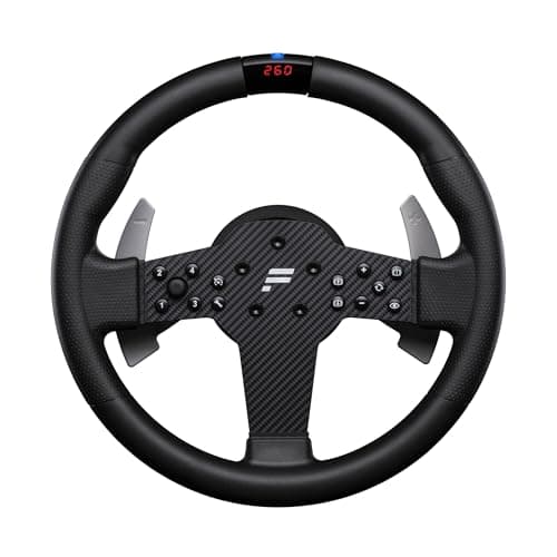 FANATEC Sim Racing CSL Steering Wheel P1 V2 (QR2 LITE) – Rubberised Grip, RevStripe, LED Display, Metal Shifter Paddles, QR2 LITE Wheel-Side Preinstalled – PC - Sim Racing