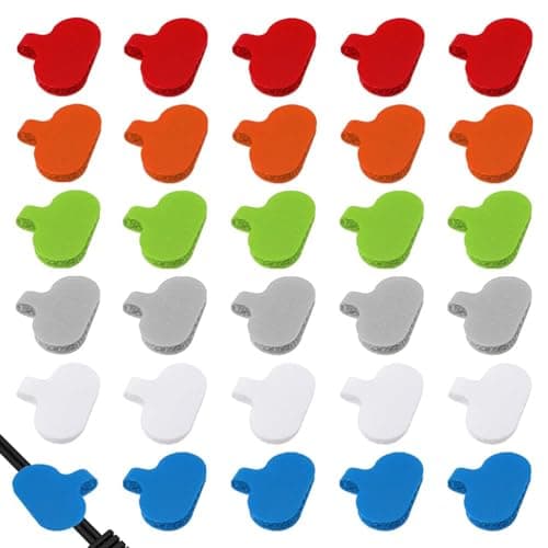 Pimoys 30 PCS Cable Labels Cord Labels for Electronic Multi-Color Write On Wire Tags, Computers Cable Management and Identification Xmas Decoration - Cable Management