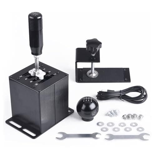 CNRAQR PC USB Simulator Shifter 7+R H Gear Shifter with L Shape Clamp Set for Gear shift PC Windows Steering Compatible with G29/G27/G25, T300RS/GT Wheel - Sim Racing