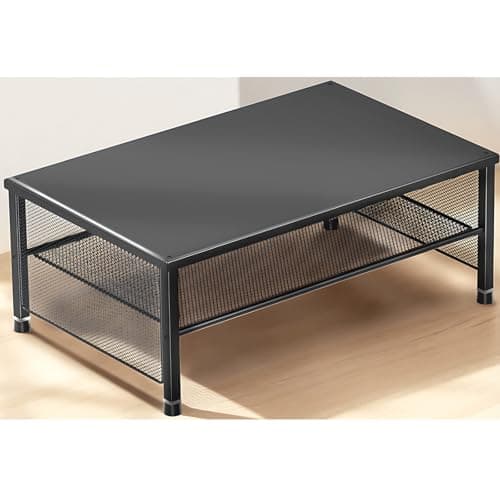 ECOLOVI 2-Tier Computer Monitor Stand Riser, Desk Organizer for Monitor, Printer & Laptop Stand, Desktop Workspace Organizers for Office Supplies(Black) - Desk