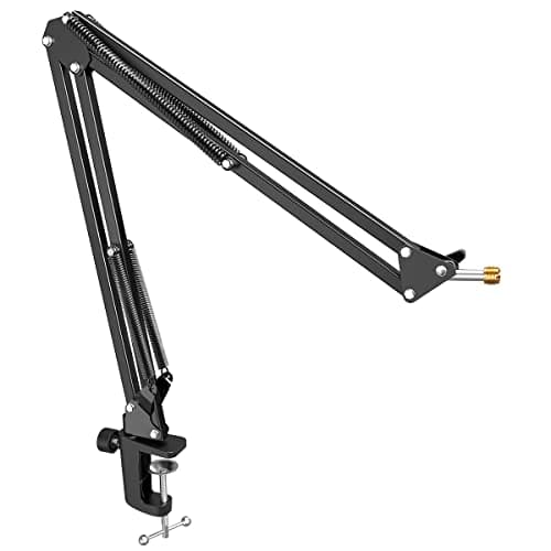 FIFINE Microphone Arm Stand, FIFINE Suspension Boom Scissor Mic Stand with Heavy Duty Clamp, 3/8" to 5/8" Adapter, for Voice-over, Gaming, Recording, Studio, Home Office (CS1) - Microphone