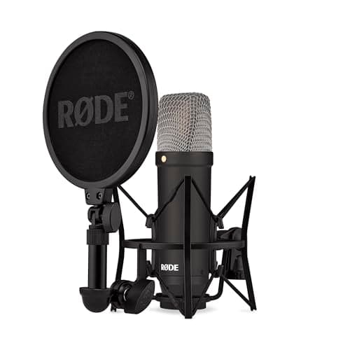 Rode RØDE NT1 Signature Series Large-Diaphragm Condenser Microphone with Shock Mount, Pop Filter and XLR Cable for Music Production, Vocal Recording, Streaming and Podcasting (Black) - Microphone