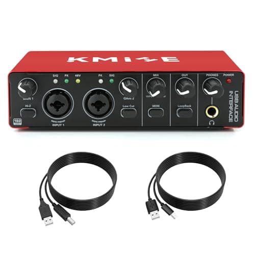 Kmise USB Audio Interface, Computer Recording Audio Interfaces with 48V Phantom Power for Recording, Studio Quality Sound, Compatible with Guitarists, Vocalists, Podcasters (USB 3.0 Type-A) - Audio Interface
