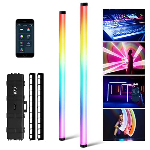 GVM Great Video Maker GVM RGB Tube Light with Softbox, 2 Packs 45W Handheld Wand Light, 48" Full Color LED Tube Light, 2700-10000K Stick Light with APP/DMX Control, 12 Scene Effects, MESH Networking Control Led Video Light - Lighting