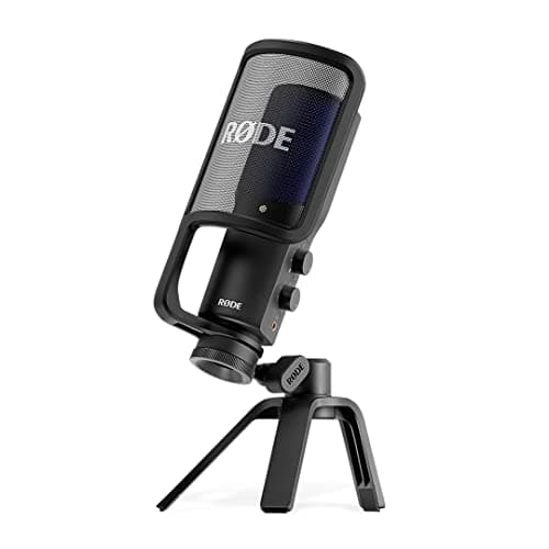 Rode RØDE NT-USB+ Professional-Grade USB Condenser Microphone For Recording Studio Quality Audio Directly To A Computer Or Mobile Device, Black - Microphone