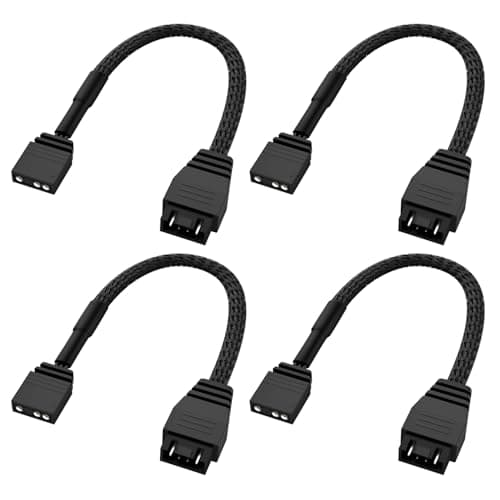 Aukuoy Standard ARGB 3-Pin to 4-Pin RGB Fan Adapter Cable for NZXT AER RGB Fan -4 Pack - Lighting
