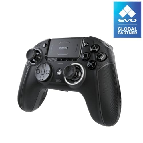 NACON Revolution 5 Pro Officially Licensed PlayStation Wireless Gaming Controller for PS5 / PS4 / PC - Hall Effect, Trigger Stops, Mappable Buttons, Bluetooth Audio - Triple Black - Controller