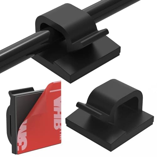 Yocice Cable Clips 40pcs with Strong Adhesive Tapes,Wire Holder Organizer Cord Management for Car, Office and Home (Black- CC05(40PCS)) - Cable Management