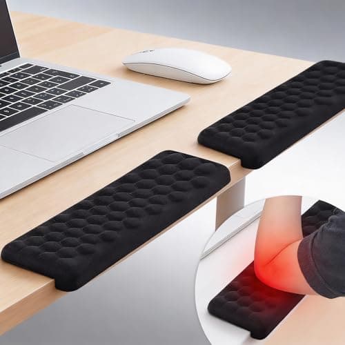 Drounphi L-Shaped Desk Elbow Pads (2-Pack) - Adjustable Spacing Memory Foam Desk Edge Cushion for Forearm & Wrist Support, Ergonomic Desk Arm Rest for Office, Gaming - Desk