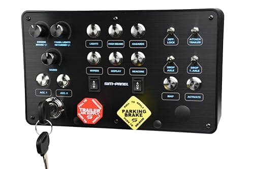 Sim-Panel Classic 2 Button Box for ATS/ETS2 (American Truck Simulator/Euro Truck Simulator) (Premium Black Brush Aluminum Finish) - Sim Racing