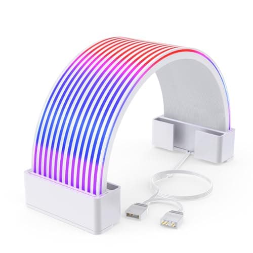 Sirlyr RGB PSU Cables LED Strips,ARGB PC Cable Cover Compatible 24 Pin Motherboard Extension Cable,Power Supply Cables,3Pin SYNC for Computer Setup 8In - Lighting